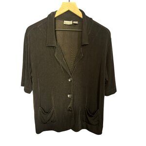 Chicos Travelers Black Button-Up Cardigan Jacket‎ With Pockets XL